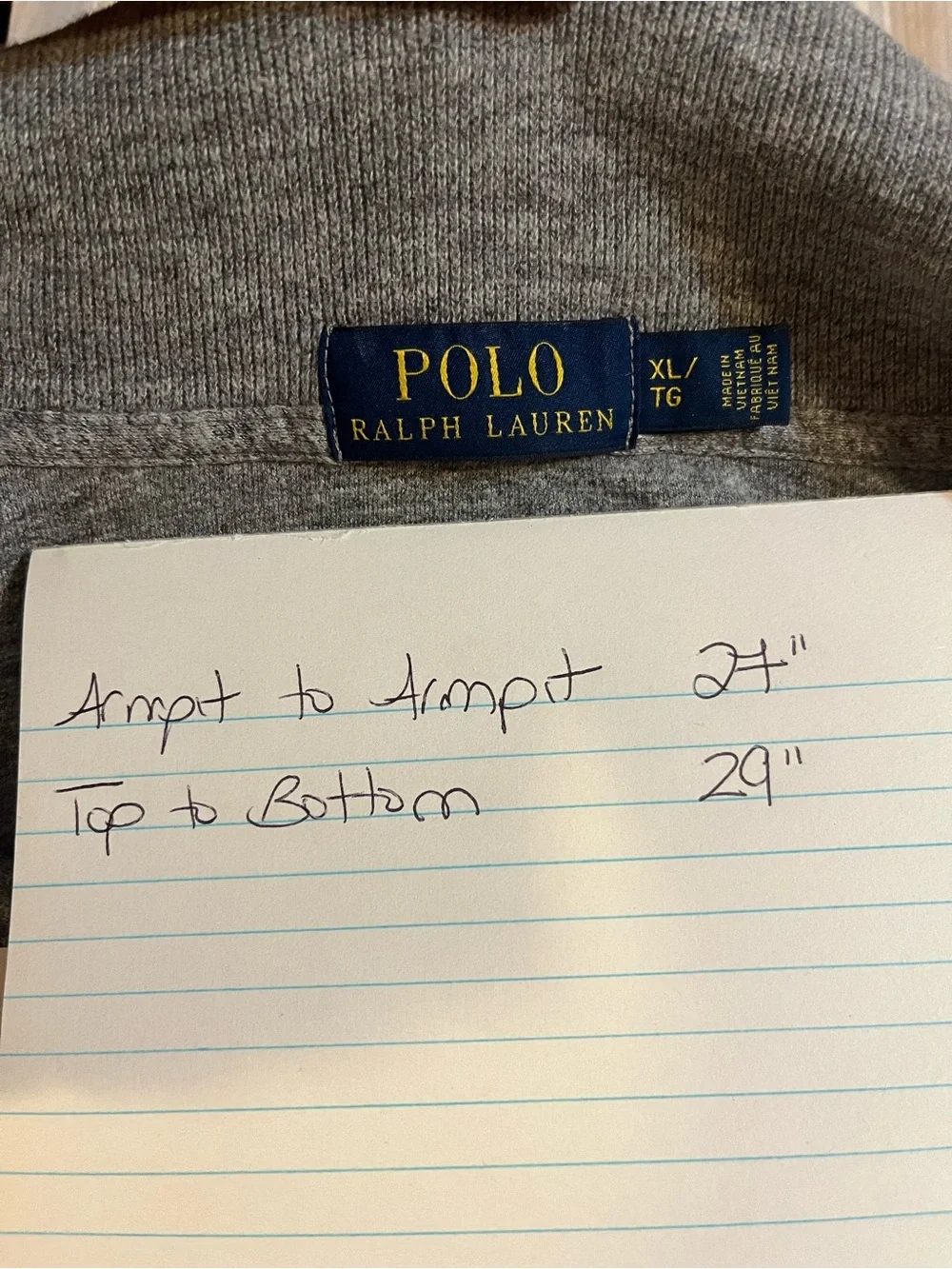 Polo Ralph Lauren Men’s Quarter Zip Pullover Grey Size XL